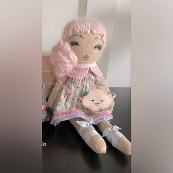 NEW Adorable Handcrafted Pink Plush Doll with Cloud Purse Toothfairy Pouch
